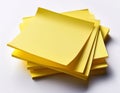 Yellow blank post-it notes isolated on white Royalty Free Stock Photo