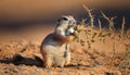 A ground squirrel (Xerus inaurus) with thorn branch Royalty Free Stock Photo