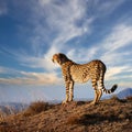 Gazing cheetah. Cheetah standing on hill Royalty Free Stock Photo