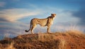 Gazing cheetah. Cheetah standing on hill Royalty Free Stock Photo