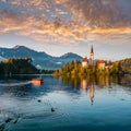 Lake Bled â A Fairytale Island with Bled Castle Royalty Free Stock Photo