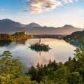 Lake Bled â A Fairytale Island with Bled Castle Royalty Free Stock Photo