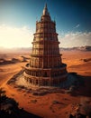 Biblical Tower of Bable in a Desert Landscape. Royalty Free Stock Photo