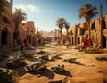 Frogs in the streets of an egyptian town. Royalty Free Stock Photo