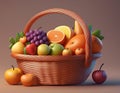Fruitbasket on a neutral background greeting card cartoon Royalty Free Stock Photo