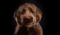 Closeup of long haired mixed breed labradoodle dog Royalty Free Stock Photo