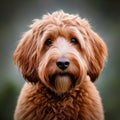 Closeup of long haired mixed breed labradoodle dog Royalty Free Stock Photo
