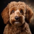 Closeup of long haired mixed breed labradoodle dog Royalty Free Stock Photo