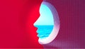 Surrealist window on the sea in contemporary graphic style Royalty Free Stock Photo