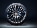 Detailed car wheel and tire (3d render) Royalty Free Stock Photo