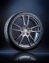 Detailed car wheel and tire (3d render) Royalty Free Stock Photo