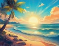 Sunny beach illustration Royalty Free Stock Photo