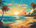 Sunny beach illustration Royalty Free Stock Photo