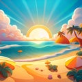 Sunny beach illustration Royalty Free Stock Photo