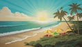 Sunny beach illustration Royalty Free Stock Photo