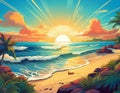 Sunny beach illustration Royalty Free Stock Photo