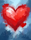 Red Heart Abstract illustration on the brush strokes background Royalty Free Stock Photo