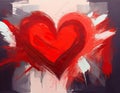 Red Heart Abstract illustration on the brush strokes background Royalty Free Stock Photo