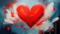 Red Heart Abstract illustration on the brush strokes background Royalty Free Stock Photo