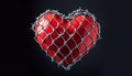 Heart in Barbed Wire on Black. A plastic heart wrapped in barbed wire fence. Valentines day Royalty Free Stock Photo