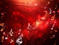 Red Music Notes Background. A red music background withe music notes Royalty Free Stock Photo