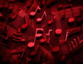 Red Music Notes Background. A red music background withe music notes Royalty Free Stock Photo