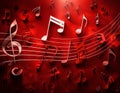 Red Music Notes Background. A red music background withe music notes Royalty Free Stock Photo