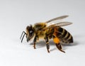 Worker bee on white surface Royalty Free Stock Photo