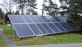 Energy park. Solar panel and eolic system on green park Royalty Free Stock Photo