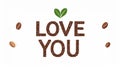 I Love You formed by coffee beans. Royalty Free Stock Photo