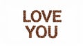 I Love You formed by coffee beans. Royalty Free Stock Photo