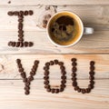 I Love You formed by coffee beans. Royalty Free Stock Photo