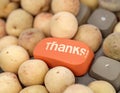 Thanks!. Hand press a red key with text Thanks on black keyboard. Royalty Free Stock Photo