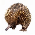 Echidna isolated. Echidna, Tachyglossus species, isolated on white background. Royalty Free Stock Photo