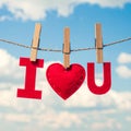 I Love You. Love message in the clothesline Royalty Free Stock Photo