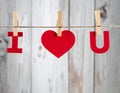 I Love You. Love message in the clothesline Royalty Free Stock Photo