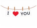 I Love You. Love message in the clothesline Royalty Free Stock Photo