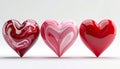 3d heart shapes with copy space isolated over white background Royalty Free Stock Photo