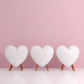 3d heart shapes with copy space isolated over white background Royalty Free Stock Photo