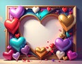 Abstract frame with dimensional hearts. Abstract frame design with dimensional, shiny hearts Royalty Free Stock Photo