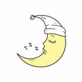 Snoring moon with sleepyhead. Cute drawn sleeping and snoring moon wearing a sleepyhead. Royalty Free Stock Photo