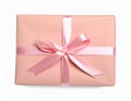 Gift box with ribbon on white background Royalty Free Stock Photo