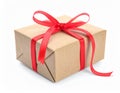 Gift box with ribbon on white background Royalty Free Stock Photo