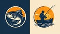 Logo Template Fish and Fisherman. Illustration of a Fish and Fisherman Royalty Free Stock Photo