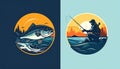 Logo Template Fish and Fisherman. Illustration of a Fish and Fisherman Royalty Free Stock Photo