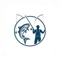 Logo Template Fish and Fisherman. Illustration of a Fish and Fisherman Royalty Free Stock Photo