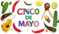 Cinco de Mayo sign vector drawing on a white background. Royalty Free Stock Photo