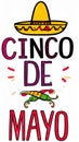 Cinco de Mayo sign vector drawing on a white background. Royalty Free Stock Photo