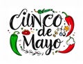 Cinco de Mayo sign vector drawing on a white background. Royalty Free Stock Photo