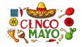 Cinco de Mayo sign vector drawing on a white background. Royalty Free Stock Photo